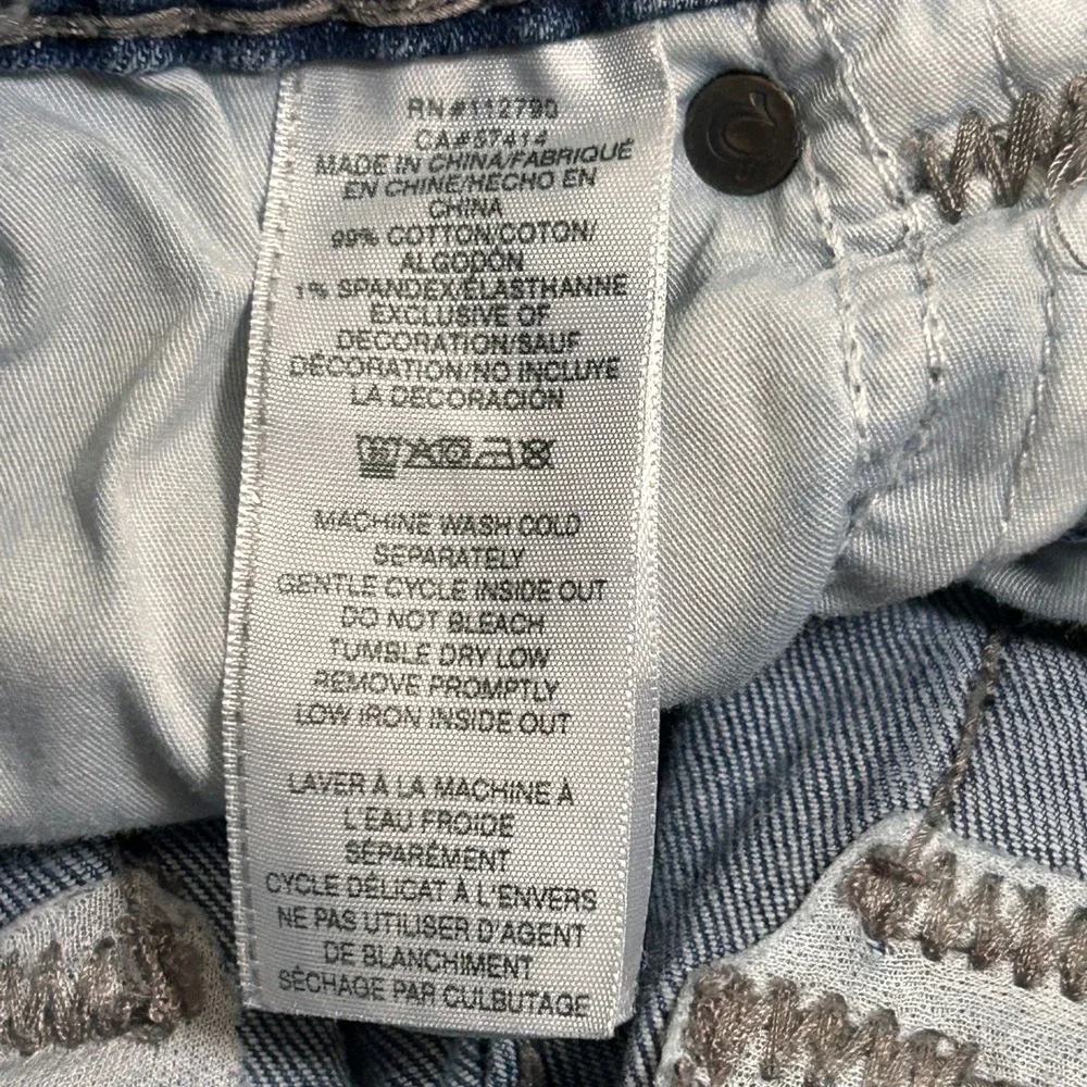 True Religion Rocco Relaxed Skinny Denim Shorts Blue Thick Stitch Mens 31